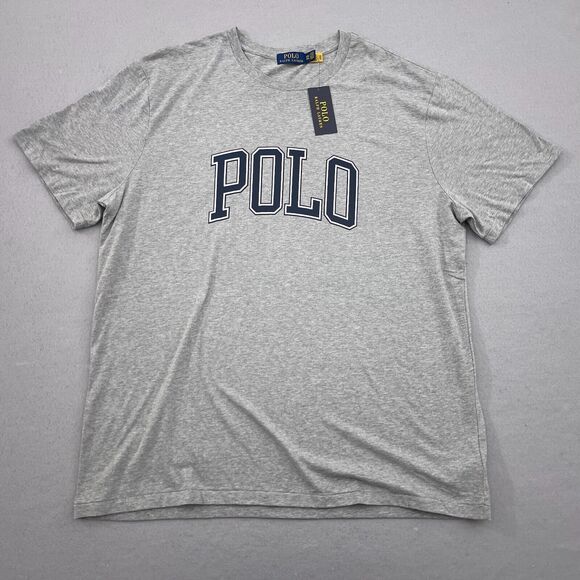 Polo Ralph Lauren Shirt Men 1TB Big‎ 1X Classic Fit T-shirt Spellout Gray NWT - Picture 1 of 10
